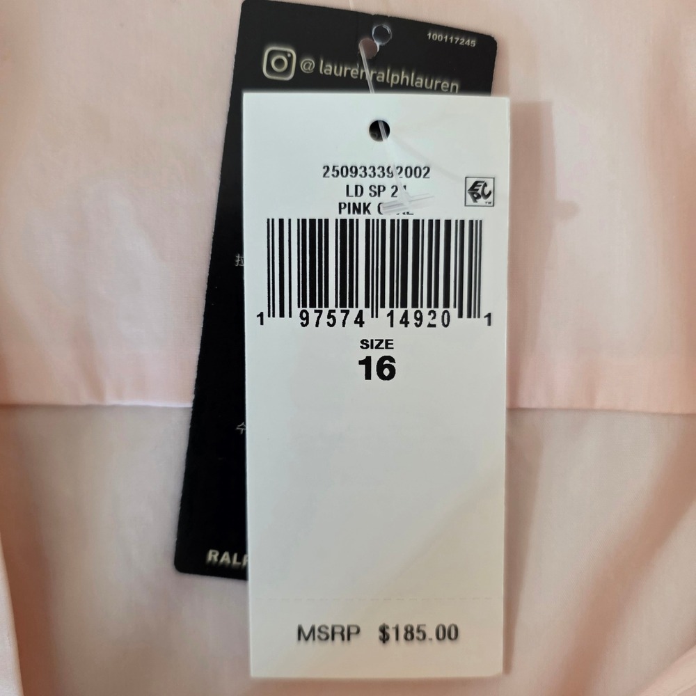 Lauren Ralph Lauren Dress Womens 16 Pink Short Sleeve Tiered Surplice Midi NEW - Picture 14 of 14